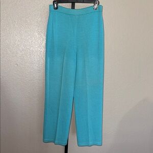 St. John High-Rise Wide-Leg Women's Knit Pants in Aqua - size 2